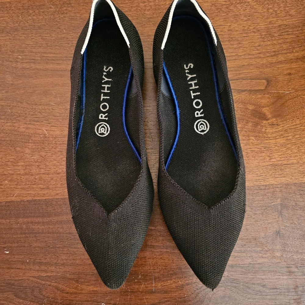 Rothys The Point Black Solid Knit Pointed Toe Flats Womens Size 10 - Picture 1 of 10
